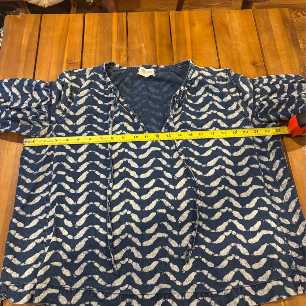 Madewell blue printed top women’s size small - Picture 5 of 6